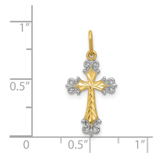 14K Yellow Gold w/Rhodium-plating Cross Charm