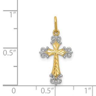 14K Yellow Gold w/Rhodium-plating Cross Charm