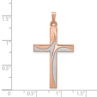 14k Rose Gold Rhodium Cross Pendant