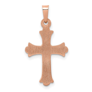 14K Two-tone Rose and White Gold Diamond Cross Pendant