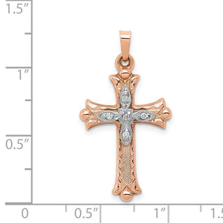 14k Two-tone Gold Diamond Cross Pendant XR1227