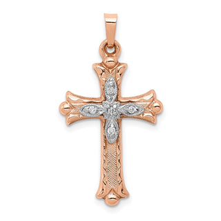 14k Two-tone Gold Diamond Cross Pendant XR1227