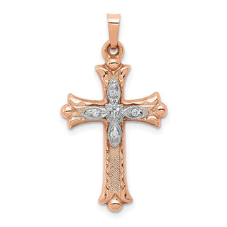 14k Two-tone Gold Diamond Cross Pendant XR1227