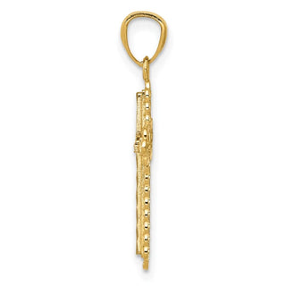14k Yellow Gold and Rhodium Diamond-Cut Cross Pendant XR1230