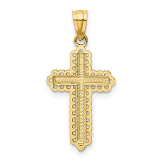 14k Yellow Gold and Rhodium Diamond-Cut Cross Pendant XR1230
