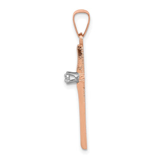 14k Rose Gold Diamond Cross Pendant