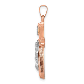 14k White and Rose Gold Hollow Crucifix Pendant