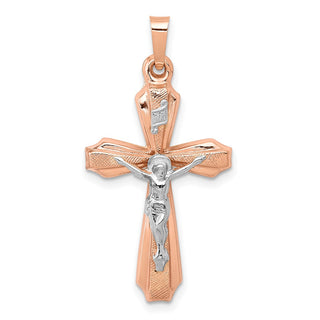 14k White and Rose Gold Hollow Crucifix Pendant