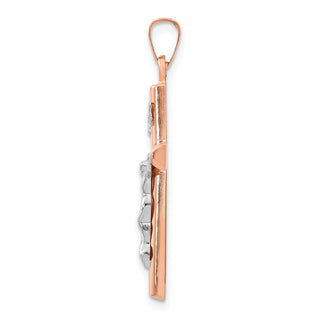 14k White and Rose Gold Hollow Latin Crucifix Pendant