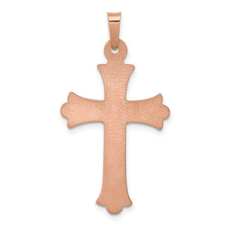 14k White and Rose Gold Hollow Fleur De Lis Crucifix Pendant
