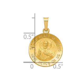 14k Yellow Gold Polished and Satin Sacred Heart Of Jesus Medal Pendant XR1237