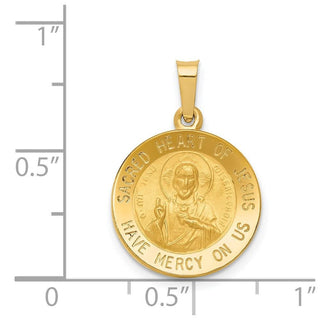 14k Yellow Gold Polished and Satin Sacred Heart Of Jesus Medal Pendant XR1237