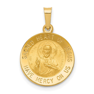 14k Yellow Gold Polished and Satin Sacred Heart Of Jesus Medal Pendant XR1237