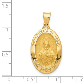 14k Yellow Gold Polished and Satin Sacred Heart Of Jesus Medal Pendant XR1239