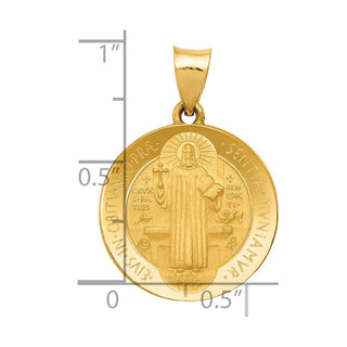 14k Yellow Gold Polished and Satin Medal Pendant