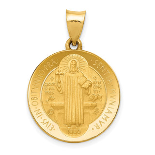 14k Yellow Gold Polished and Satin Medal Pendant