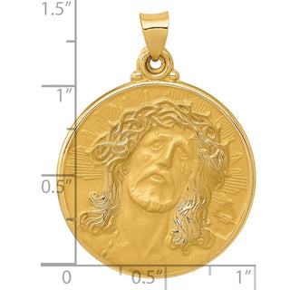 14k Yellow Gold Polished and Satin Face Of Jesus Medal Pendant XR1242