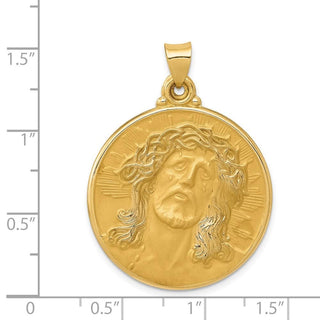 14k Yellow Gold Polished and Satin Face Of Jesus Medal Pendant XR1242