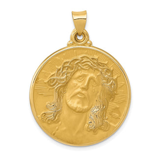 14k Yellow Gold Polished and Satin Face Of Jesus Medal Pendant XR1242
