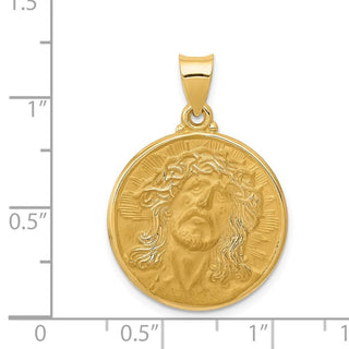 14k Yellow Gold Polished and Satin Face Of Jesus Medal Pendant XR1243
