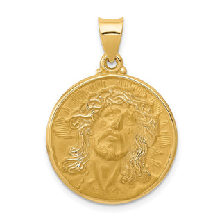 14k Yellow Gold Polished and Satin Face Of Jesus Medal Pendant XR1243