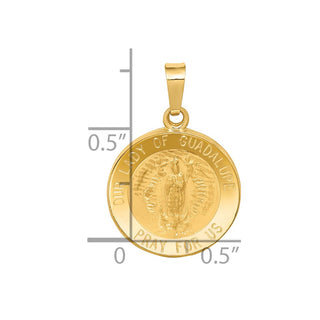 14k Yellow Gold Polished and Satin Our Lady Of Guadalupe Medal Pendant XR1244