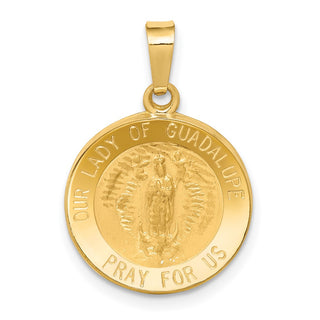 14k Yellow Gold Polished and Satin Our Lady Of Guadalupe Medal Pendant XR1244