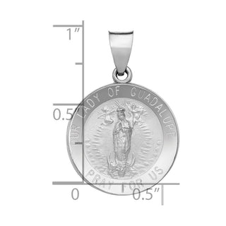 14k White Gold Polished and Satin Our Lady Of Guadalupe Medal Pendant
