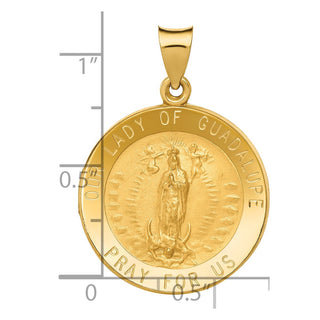 14k Yellow Gold Polished/Satin Our Lady of Guadalupe Medal Hollow Pendant