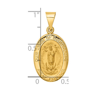 14k Yellow Gold Polished and Satin Our Lady Of Guadalupe Medal Pendant XR1250