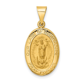 14k Yellow Gold Polished and Satin Our Lady Of Guadalupe Medal Pendant XR1250