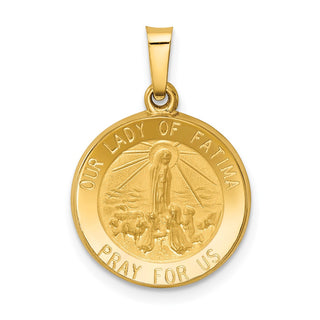 14k Yellow Gold Polished and Satin Our Lady Fatima Medal Pendant