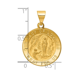 14k Yellow Gold Polished and Satin Our Lady Of Lourdes Medal Pendant