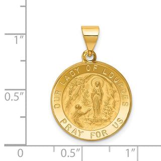 14k Yellow Gold Polished and Satin Our Lady Of Lourdes Medal Pendant