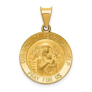 14k Yellow Gold Polished & Satin Our Lady Of Perpetual Help Medal Pendant XR1255