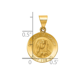 14k Yellow Gold Polished and Satin Our Lady Of Sorrows Medal Pendant XR1257