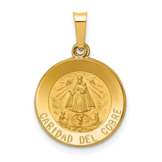 14k Yellow Gold Polished and Satin Caridad Del Cobre Medal Pendant XR1259