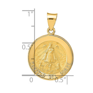 14k Yellow Gold Polished and Satin Caridad Del Cobre Medal Pendant XR1260