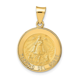 14k Yellow Gold Polished and Satin Caridad Del Cobre Medal Pendant XR1260