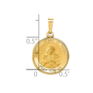 14k Yellow Gold Polished and Satin Sacred Heart Of Mary Medal Pendant XR1261
