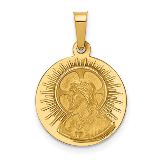 14k Yellow Gold Matka Boska Czestochowska Reversible Medal Pendant