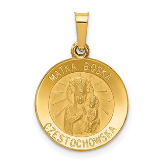 14k Yellow Gold Matka Boska Czestochowska Reversible Medal Pendant