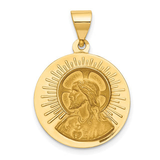 14k Yellow Gold and Satin Matka Boska Czestochowska Reversible Medal Pendant