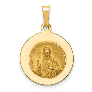 14k Yellow Gold Satin Queen Of Holy Scapular Reversible Medal Pendant XR1265