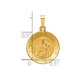 14k Yellow Gold Satin Queen Of Holy Scapular Reversible Medal Pendant XR1265