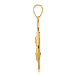 14k Yellow Gold Queen of the Holy Scapular Medal Pendant - 28 x 25mm, Reversible & Polished