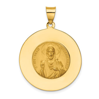 14k Yellow Gold Queen of the Holy Scapular Medal Pendant - 28 x 25mm, Reversible & Polished