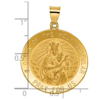 14k Yellow Gold Queen Of The Holy Scapular Reversible Medal Pendant
