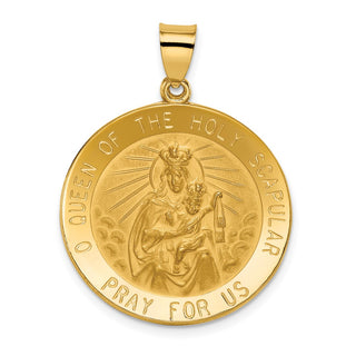 14k Yellow Gold Queen of the Holy Scapular Medal Pendant - 28 x 25mm, Reversible & Polished