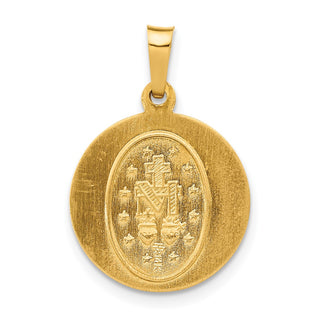 14k Yellow Gold Polished and Satin Miraculous Medal Pendant XR1270